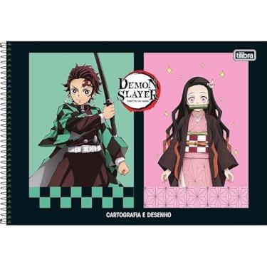 Imagem de Caderno de Desenho e Cartografia Espiral Demon Slayer 80 Páginas - Diversos