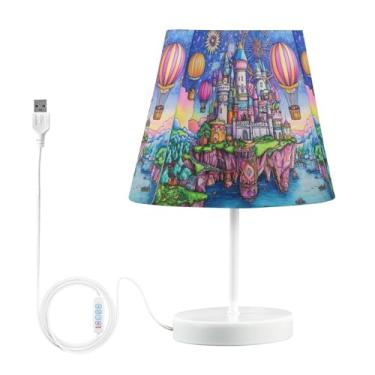 Imagem de Joisal Candeeiros de mesa flutuantes de castelo de fantasia com abajur para sala de estar individual, lâmpada para quarto