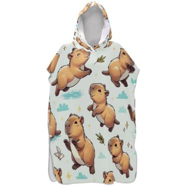 Imagem de Joisal Lindo poncho de surfe capivara para adulto trocador de roupa de banho com capuz bonito poncho masculino com capuz