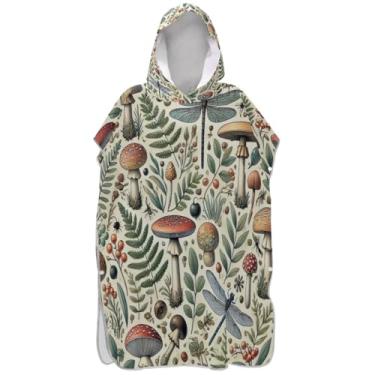 Imagem de Joisal Poncho de surfe trocador roupão adulto praia moletom toalha floral plus size cogumelos vintage masculino poncho com capuz