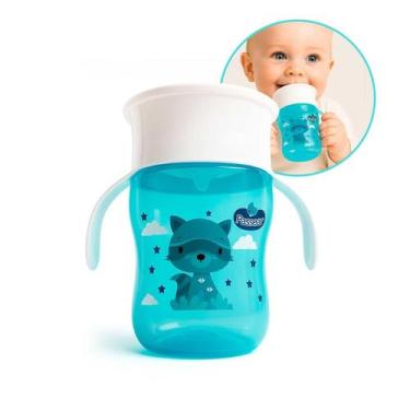 Imagem de Copo Treinamento 360 240ML Com Alça Antivazamento - PASSEAR, Azul