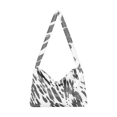 Imagem de GAIGEO Bolsa de ombro feminina floresta paisagem verde aquarela, bolsa de ombro feminina, bolsa feminina para uso ao ar livre, Pele de zebra preta e branca, One Size