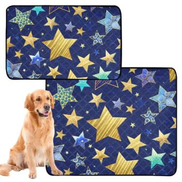 Imagem de TSENQUE Almofadas de xixi douradas variadas em formato de estrela para cães, lavável, extragrande, almofadas de penico para cachorros, impermeável, tapete de cercadinho para cães, pequeno x pacote com