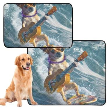 Imagem de TSENQUE Linda almofada de guitarra para cães de surfe para gatos, almofadas laváveis para xixi, cães, impermeável, tapete de cercadinho para cachorros, tapetes de parto para cães, médio + grande