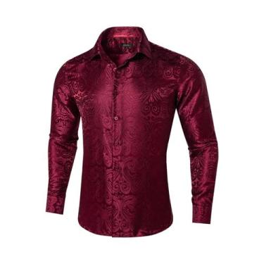 Imagem de Camisa De Casamento Prom De Manga Longa Em Poliéster Luxuosa Com Estam