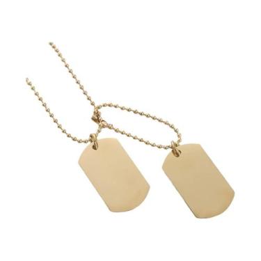 Imagem de Colar Masculino De Aço Inoxidável Com Pingente Retangular Duplo De Ide