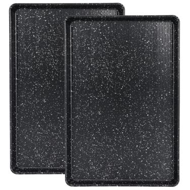 Imagem de Conjunto de 2 folhas de cozimento resistentes 1030 g, conjunto de assadeiras antiaderentes de grau comercial, fácil de limpar e seguro para forno, formas de meia folha não tóxicas para assar