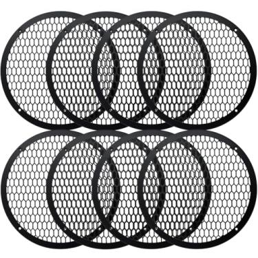 Imagem de BassRockers 25,4 cm capa de grade protetora de malha hexagonal resistente para subwoofer/alto-falantes de 25,4 cm, ajuste universal, preto, 4 furos para portas de áudio de carro, cápsulas, caixas
