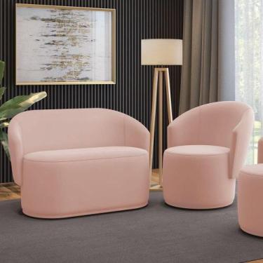 Imagem de Sofá Namoradeira E Poltrona Orgânica Para Sala Malu Veludo M11 - D'ros