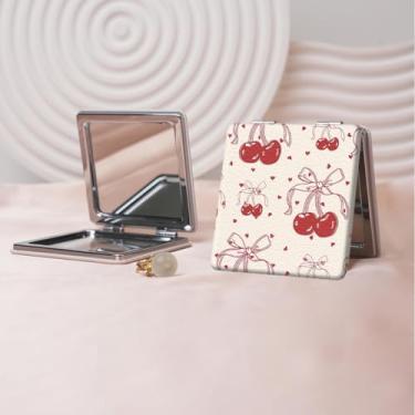 Imagem de Espelho de maquiagem portátil estilo milênio Y2K, mini espelho de maquiagem portátil dobrável, espelho de bolso quadrado compacto de dupla face, adequado para todos em várias ocasiões
