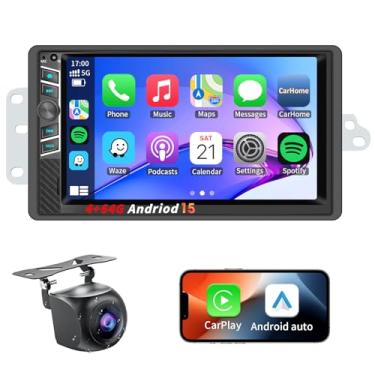 Imagem de Rádio automotivo 4G + 64G Android 15 para Chevrolet Chevy Silverado Impala Tahoe GMC Sierra Yukon 2003, 2004, 2005, 2006, sem fio, CarPlay/Android Auto/Link espelhado, câmera de reserva/SWC