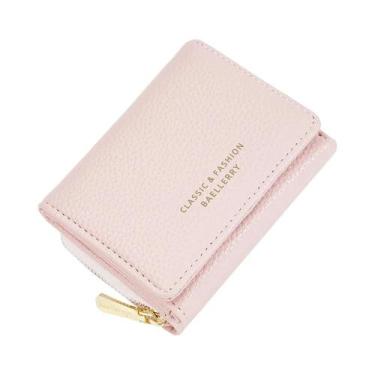 Imagem de Carteira Feminina Slim Tri-Fold Em Couro Premium Com Padrão De Lichia,