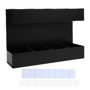 Imagem de Porta-palha Organizador de pauzinhos, 4 compartimentos, dispensador de palha que economiza espaço com fita adesiva dupla face, etiquetas para balcão de cozinha, escritório