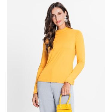 Imagem de Blusa Feminina Manga Longa Gola Alta Rovitex Amarelo, G, Amarelo