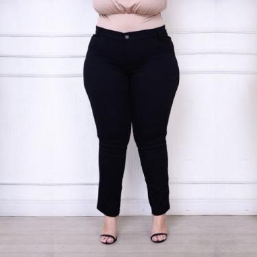 Imagem de Calça Jeans Preta Básica Lisa Com Estilo Casual Plus Size - Ss Jeans, 
