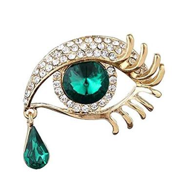 Imagem de Lucky zx Alfinetes de broche de lágrimas de anjo, elegante strass safira olhos grandes liga de cílios longos corsage peito para mulheres joias, one size, Metal, Sem Pedra Preciosa