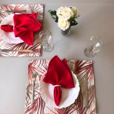 Imagem de Jogo Americano 6 Peças Mesa Posta Café da Manhã Jantar Guardanapo Porta-Guardanapo Elegante (JA003)