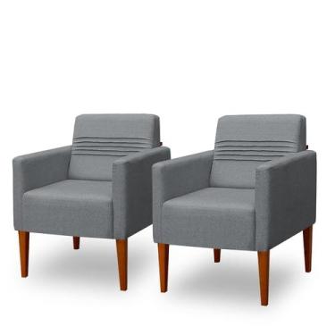 Imagem de Conjunto 02 Poltronas Decorativa 01 Lugar Aila - Due Decor, Linho Prim