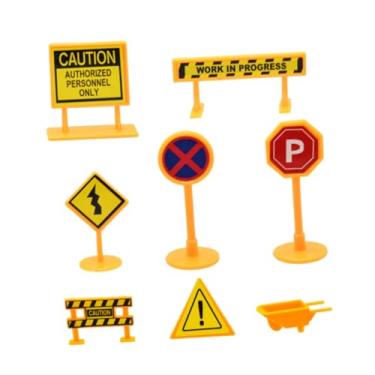 Imagem de menolana Conjunto de 8 placas de rua para casa de bonecas, modelos de placas de construção para crianças, miniaturas resistentes de de trânsito para projetos