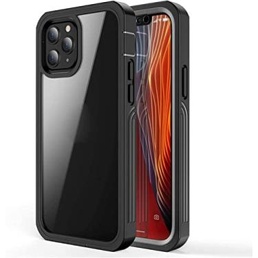 Imagem de KANUZ Capa transparente compatível com iPhone 12 Pro Max, capa protetora à prova de choque de silicone TPU antiderrapante antiarranhões de grau militar à prova de choque para iPhone 12 Pro Max de 6,7 polegadas