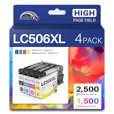 Imagem de colorfly LC506XL cartuchos de tinta multipack de substituição para LC-506XL LC506 compatível com impressora MFC-J4355DW MFC-J4555DW MFC-J4557DW (pacote com 4)