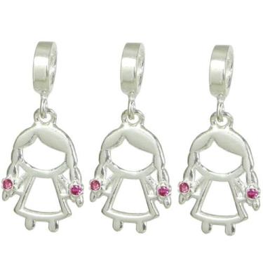 Imagem de 3 Berloque Pingente Prata Legitima Menino Menina Filha Filho - Lojas L
