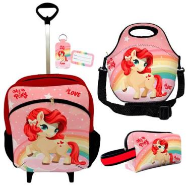 Imagem de Kit Escolar Infantil Mochila de Rodinha Lancheira Térmica Necessaire P
