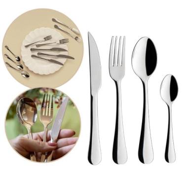 Imagem de Faqueiro 16 Peças Aço Inox Salvador Liso Profissional Oxford Com Faca 