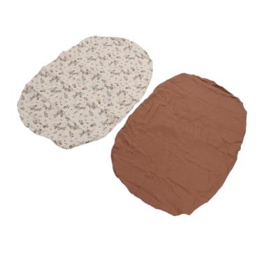Imagem de Dioche Lençóis de Berço Macio e Respirável, Colchão de bebê Com Capa Universal, 2 Pacotes de Fio de Algodão para Berço Universal (Conjunto de padrões de flores marrom vermelho e)
