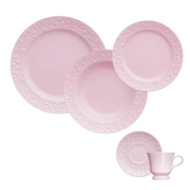 Imagem de Jogo de Jantar Chá  20 Peças Rosa Tassel Germer Porcelanas