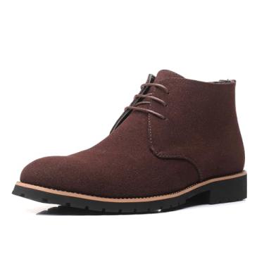 Imagem de Bota masculina de camurça Oxford casual de cano alto Derby de couro sintético, Marrom, 40 BR