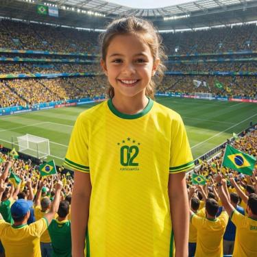 Imagem de Camisa Brasil Infantil Amarela Feminina Penta 2002 Copa R9-Feminino