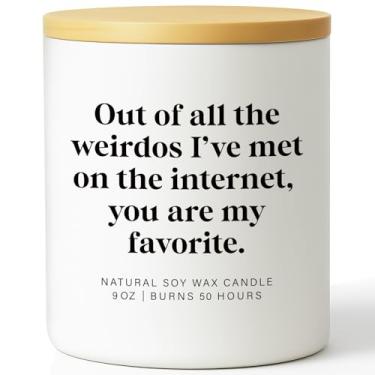 Imagem de Presentes engraçados para ele, seu casal, namorado, namorada, dia dos namorados, presente romântico para casais que se conheceram online namoro app Love Candle Favorite Weirdo Internet Valentine