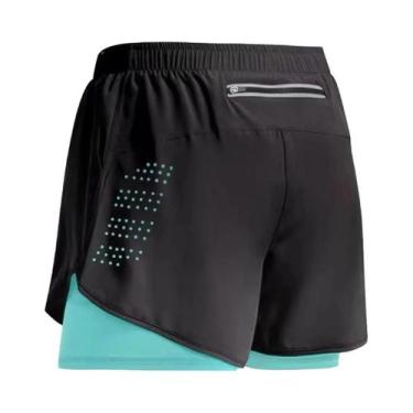 Imagem de Shorts De Corrida Masculinos Pretos 2 Em 1 Camada Dupla Para Fitness, 