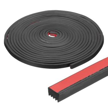 Imagem de PATIKIL Tira de vedação de borracha com nervuras de 9,5 m, autoadesiva, retangular, espuma EPDM, vedação para barco, trailer, automóvel, caminhão, fuzileiro naval, portas/janela de garagem, preto