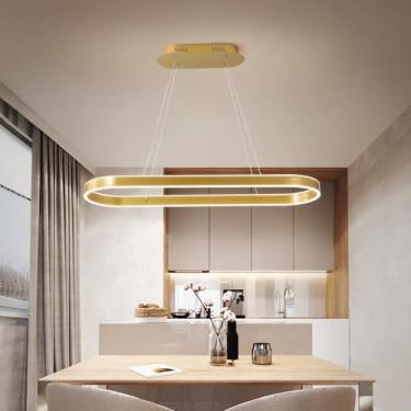 Imagem de Luminária pendente LED moderna para sala de jantar, com intensidade ajustável e controle remoto, ideal para ilha de cozinha, mesa de jantar, sala de estar, escritório ou bar. Altura reguláve