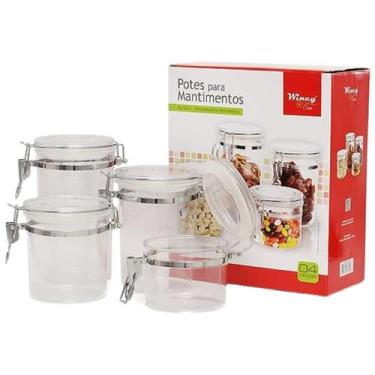 Imagem de Kit 4 Potes Herméticos Acrílico para Mantimentos Wincy