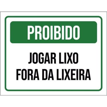 Imagem de Kit 3 Placas Sinalização - Proibido Jogar Lixo Fora Lixeira