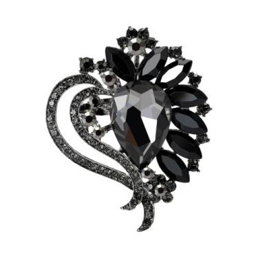 Imagem de Broche De Flor Com Strass Unissex Para Mulheres, Alfinetes De Moda Em 