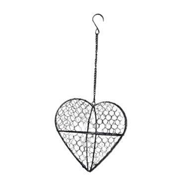 Imagem de Ｂｅｓｇａ Cesto suspenso em formato de coração com corrente e gancho para plantas aéreas, suporte para guirlanda de arame para, jardim interno e