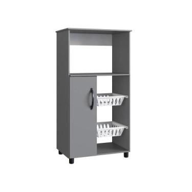 Imagem de Balcão Kelly para Forno com Fruteira 2 Portas 1 Gaveta - IRM, CINZA