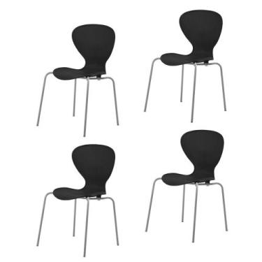 Imagem de Kit 4 Cadeiras Empilháveis Base Aço Tubular Flash - Prima Design
