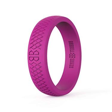 Imagem de Anel de silicone para mulheres Barbell Bands | Aliança de casamento de borracha premium | Perfeita para fitness, levantamento, estilo de vida ativo – Confortável e durável, Magenta, 9