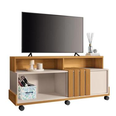 Imagem de Rack Bancada Graci 1.3 TV até 50" Polegadas com Rodizios - HB Móveis, 