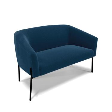 Imagem de Sofá Namoradeira E Poltrona Pé Ferro Preto Stella Bouclê D03 - D'rossi Cor Azul