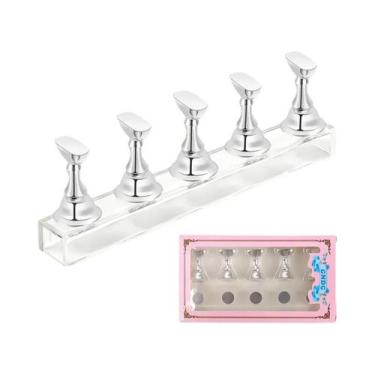 Imagem de 5 Peças Suporte Magnético Para Unhas Postiças Com Base De Cristal Para