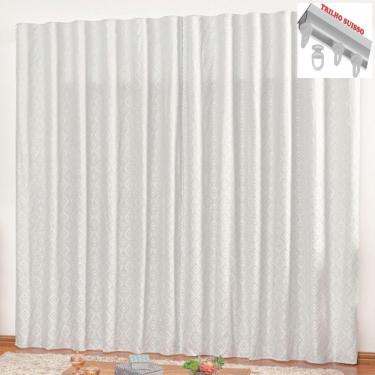 Imagem de Cortina Em Jacquard Degradê 3,00 X 2,70 Para Trilho Suisso - Branca