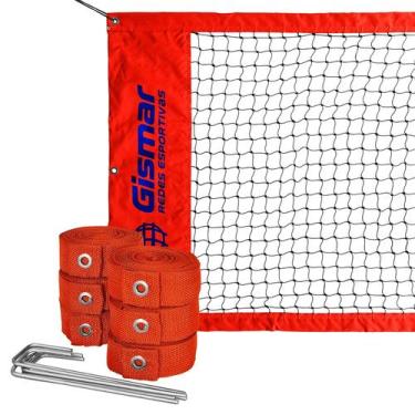 Imagem de Kit Beach Tennis Laranja - Rede Oficial Pro+Fita De Marcação - Gismar 
