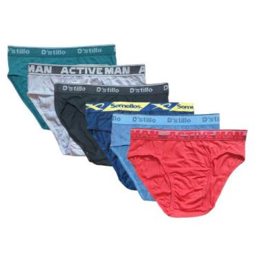 Imagem de Kit 6 Cuecas Slip Somellos 100% Algodão Cores Sortidas - Somellos / Ac