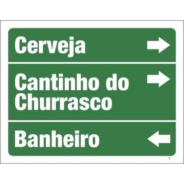 Imagem de Kit 5 Placa Acm Cerveja Cantinho Churrasco Banheiro 18X23 - Sinalizo